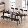 GOCAPTAIN 4 Piece Dining Table Set - Wood Table with 2 Upholstered Chairs & Bench, Space-Saving Retro Kitchen Dining Set for Apartment, Dining Room - 3 of 4