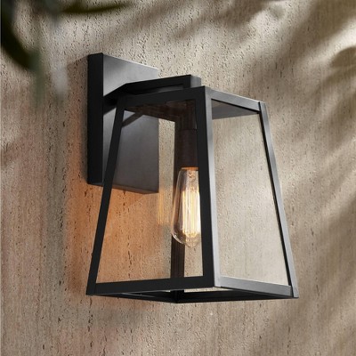 Arrington 13" Mystic Black Outdoor Wall Light with Clear Glass