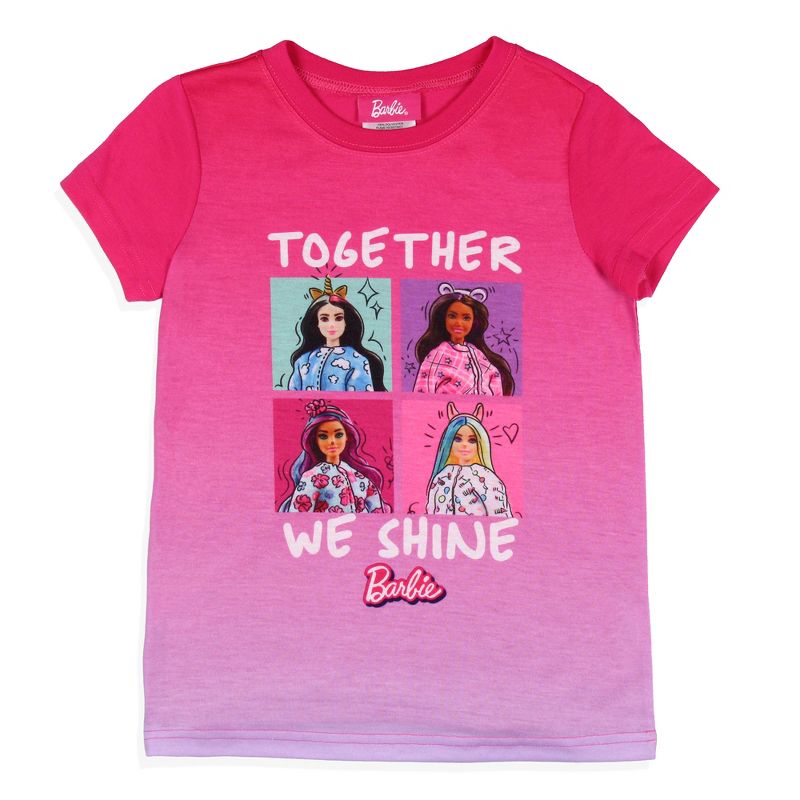 Barbie Girls' Together We Shine Characters Sketch Sleep Pajama Set Shorts Multicolored, 2 of 6