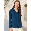 INSPIRE CHIC Women's Elegant V Neck Long Sleeve Office Work Satin Shirt - 2 of 4