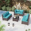 ALAULM 7 Pieces Patio Furniture Set, Rattan Wicker Outdoor Conversation Sets, Furniture Sectional Sofa Set - 2 of 4
