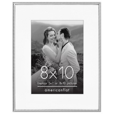 Americanflat Picture Frame with Mat & Rope-Style Textured Metal Detailing & Shatter-Resistant Glass
