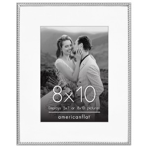 Americanflat Picture Frame with Mat & Rope-Style Textured Metal Detailing & Shatter-Resistant Glass - 1 of 4
