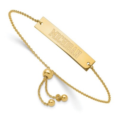 Black Bow Jewelry 14k Yellow Gold Plated Sterling Silver Michigan Wolverines NCAA ID Bracelet 9 Inch