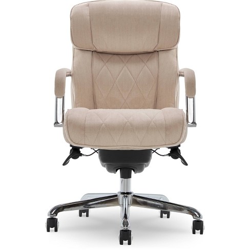 Sutherland Quilted Fabric Office Chair With Padded Arms Cream La