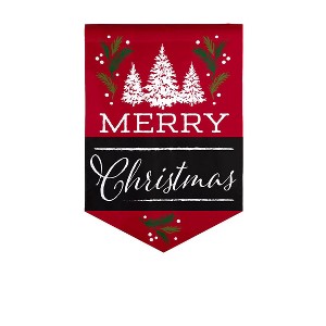 Evergreen Merry Christmas Garden Burlap Flag - 1 of 4