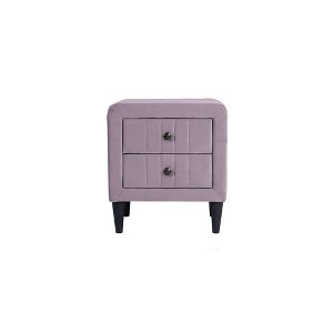 Poundex,2-Drawer Velvet Upholstered Nightstand - 1 of 4