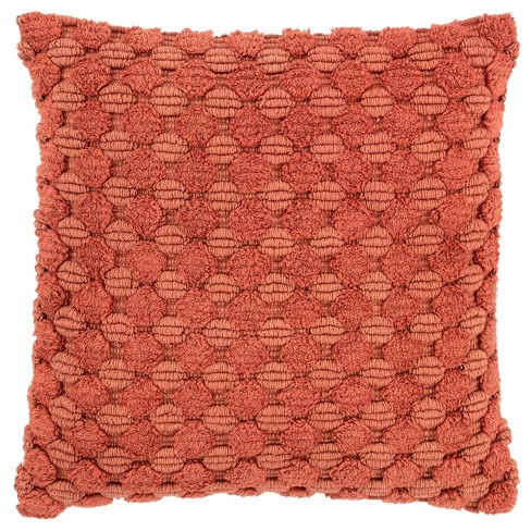 20 x20 Oversize Textured Square Throw Pillow Cover Terracotta Rizzy Home Woven Cotton Zipper Closure Target