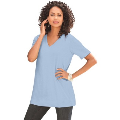 Roaman's Women's Plus Size Ultimate V Neck Tee
