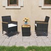 vidaXL Bistro Set Patio Table and Chair Outdoor Poly Rattan and Acacia Wood - Black and Brown Without Footrest - 2 of 4