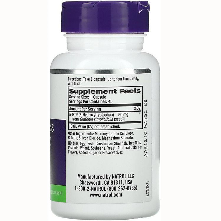 Natrol Dietary Supplements 5-Htp 50 mg Capsule 45ct, 2 of 3