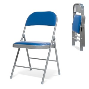 Real Relax Folding Chairs with Padded Seats for Events Home Office, Pu Leather Folding Chair - 1 of 4