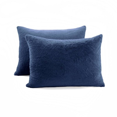 Lush Decor Lush Décor 7pc Queen Modern Ultra Soft Faux Fur Light Weight All Season Comforter Bedding Set Navy Blue — фото 7