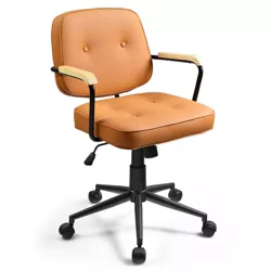 Costway PU Leather Office Chair Adjustable Swivel Leisure Desk Chair w/ Armrest