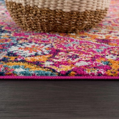 Colorful Oriental Synthetic Rectangular Area Rug, 6'7" x 9'
