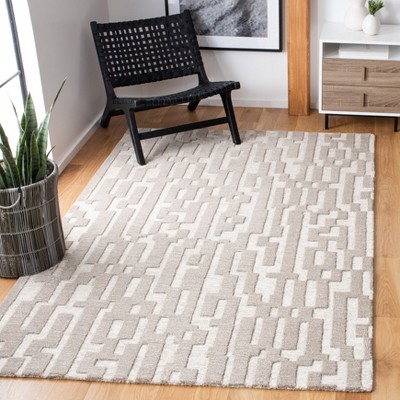 Cambridge Beige and Gray Hand-Tufted Wool Area Rug 3' x 5'
