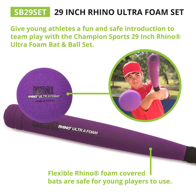Champion Sports Rhino® Ultra Foam 29-Inch Bat & Ball Set, Set of 6, 2 of 5