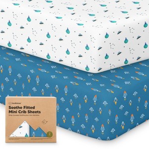 KeaBabies Mini Crib Sheets for Baby Girls, Boys, 2-Pack Soothe Pack and Play Sheets Fitted, Organic Pack N Play Mattress Sheet - 1 of 4