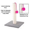 17-Inch Cat Scratching Post - Sisal Rope and Carpet Scratching Pole with Bright Pink Hanging Ball Toy for Adult Cats and Kittens by PETMAKER (Gray) - image 3 of 4