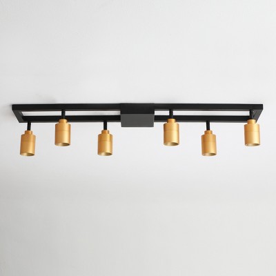 Vidalite Black and Gold Iron Rectangle Semi Flush Mount