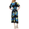 LA LEELA Women's Dress Summer Button Up Vacation Beachwear Bathing Suit Beach Long Shirt Cover ups Night T Shirt Large-X-Large Blue, Floral - 4 of 4