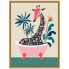 Kate & Laurel All Things Decor 18"x24" Sylvie MCM Giraffe in Bathtub Framed Canvas by Rachel Lee Natural - 2 of 4