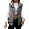 Coolmee Women's Fuzzy Fleece Vest Sleeveless Quilted Jacket Zip Up Vest Winter Coats with Pockets - 2 of 4
