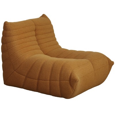 HOMCOM Floor Couch with Back Support, Teddy Fleece Sofa Chair with Channel Tufting, Meditation Chair for Living Room, Bedroom