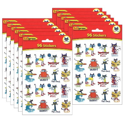 Edupress Pete the Cat Stickers 1" 96 Per Pack 12 Packs (EP-63935-12)
