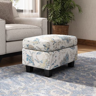 CAVINAS Plush Upholstered Ottoman Bench, Ottoman Foot Rest, Bedroom End Bench, Entryway Padded Footstool with Birch Wood Legs