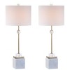 30" Dawson Marble/Crystal Table Lamp with Brass Finish & Linen Shade (Includes LED Light Bulb) - JONATHAN Y - 2 of 4
