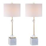 30" (Set of 2) Dawson Marble/Crystal Table Lamp (Includes LED Light Bulb) White - JONATHAN Y