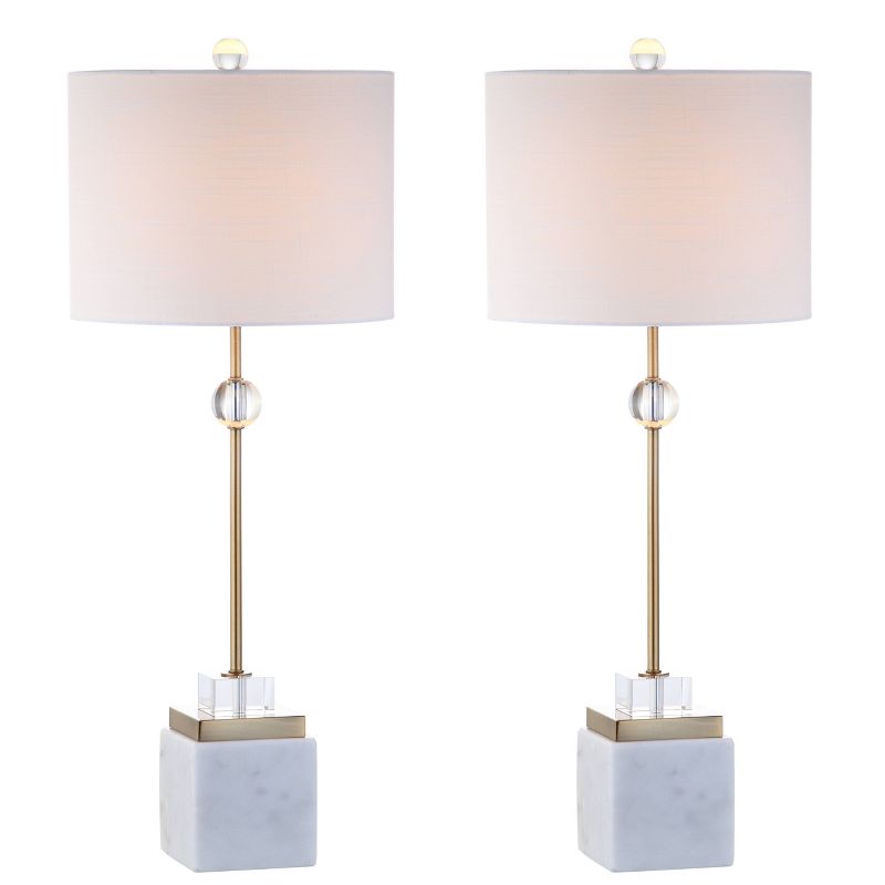 30&#34; (Set of 2) Dawson Marble/Crystal Table Lamp (Includes LED Light Bulb) White - JONATHAN Y, 1 of 6