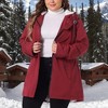 Agnes Orinda Women's Plus Size Hooded Buttons Zipper Elastic Waist Fleece Lined Long Sleeve Warm Parka Jackets with Pockets - 2 of 4