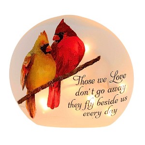 Stony Creek 6.25 In Angel Cardinals Pre-Lit Small Orb Bereavement Lighted Glass Accent , Bereavement Bereavement Bird Electric Plug-In (1PC) - 1 of 4