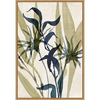 16" x 23" Glassy Depths Floral II by Annie Warren Framed Wall Canvas - Amanti Art