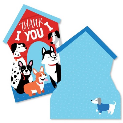 Big Dot of Happiness Pawty Like a Puppy - Shaped Thank You Cards - Dog Baby Shower or Birthday Party Thank You Note Cards with Envelopes - Set of 12