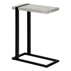 Monarch Specialties Accent Table C-Shaped End Side Snack Living Room Bedroom Metal Laminate Grey Black Contemporary Modern - 1 of 4