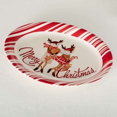 14.75"L Sullivans Merry Christmas Platter  Red-White