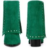 BLISSFUL STEP Women's Block Heel Fold Over Pointy Toe Studded Mid-Calf Boots - 2 of 4
