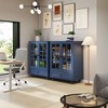 Angel Sar Small Display Cabinet with Glass Doors and Drawer, Curio Cabinet for Dining Room, Living Room, or Entryway, Blue - 2 of 4