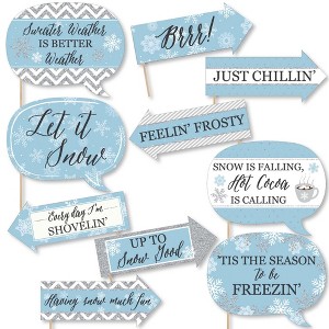Big Dot of Happiness Funny Winter Wonderland - Snowflake Holiday Party and Winter Wedding Photo Booth Props Kit - 10 Piece - 1 of 4