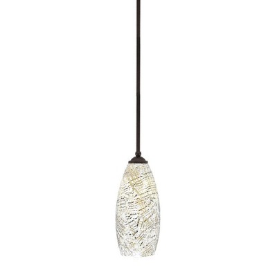 Toltec Lighting Zilo 1 - Light Pendant in  Dark Granite with 5.5" Natural Fusion Shade