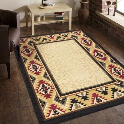 Kumasinova Southwest Area Rug with Vibrant Colors for Living Room, Kid & Pet-Friendly, Made in Turkey, Stain-Resistant Door Mat