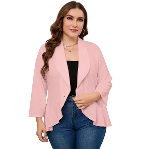 Clearlove Womens Plus Size 3/4 Sleeves Cardigan Lightweight Open Front Draped Ruffles Shawls Wraps Shrugs - 1 of 4
