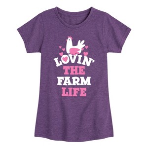 Girls' - Instant Message - Lovin The Farm Life Fitted Short Sleeve Graphic T-Shirt - 1 of 4