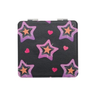 Unique Bargains Women Durable Square Shape Handheld Mirror for Travel Black Purple 1 Pc - 1 of 4