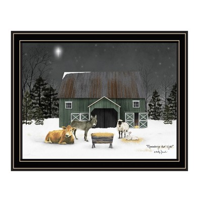 HomeRoots Remembering the Night Christmas Manger Black Framed Wall Art