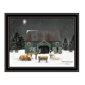 HomeRoots Remembering the Night Christmas Manger Black Framed Wall Art - 1 of 4