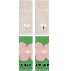 REGALWOVEN 4 Pcs Cotton Soft Absorbent Floral Pattern Hand Towel 13" x 30" - 1 of 4